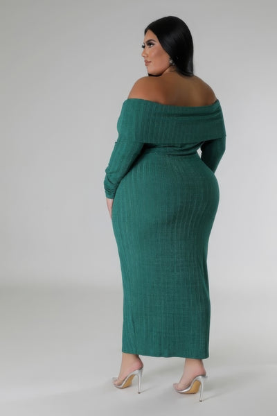 Off Shoulders Stretch Dress - Gucci Green