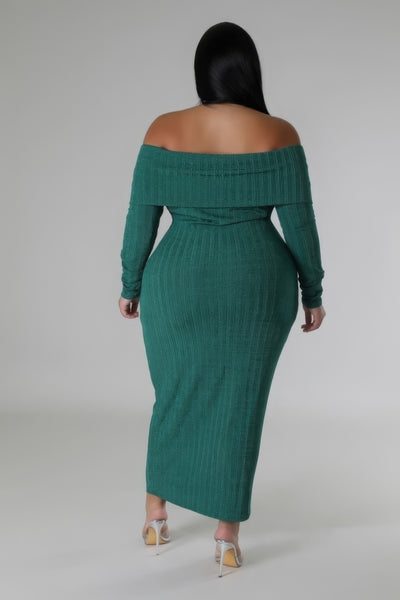 Off Shoulders Stretch Dress - Gucci Green