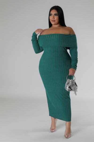 Off Shoulders Stretch Dress - Gucci Green