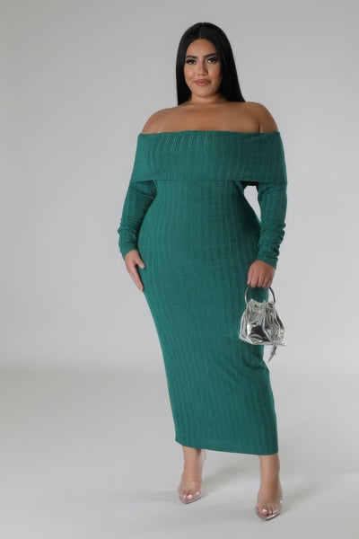 Off Shoulders Stretch Dress - Gucci Green