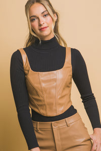 Faux leather corset - Camel