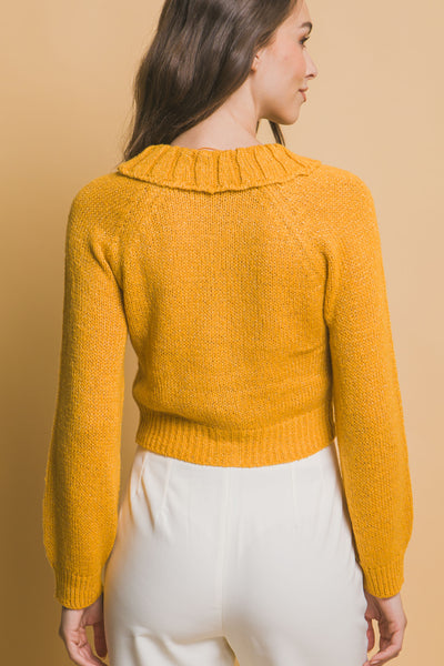 Short collard sweater - Yellow