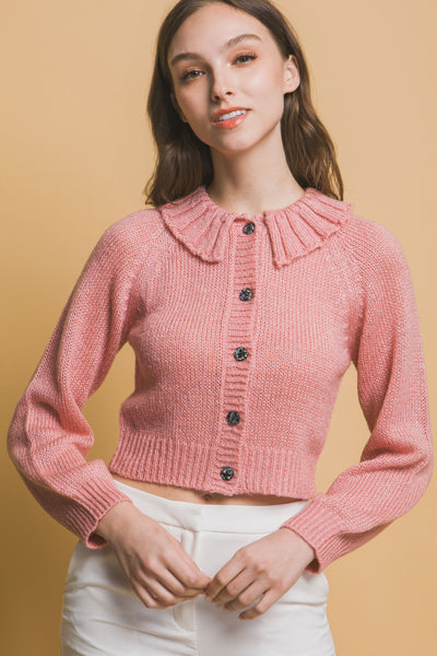 Short collard sweater - Pink