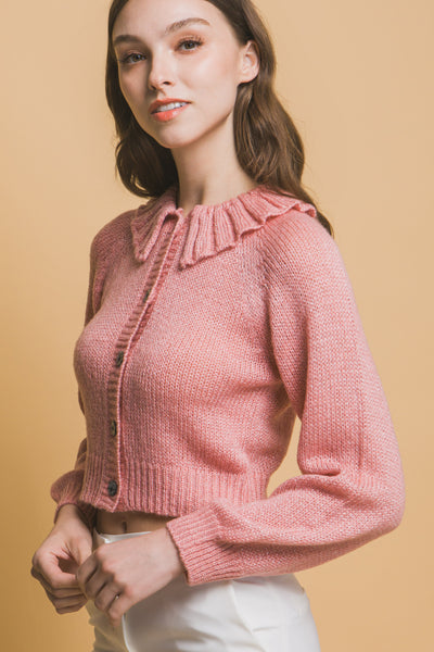 Short collard sweater - Pink