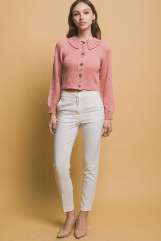 Short collard sweater - Pink