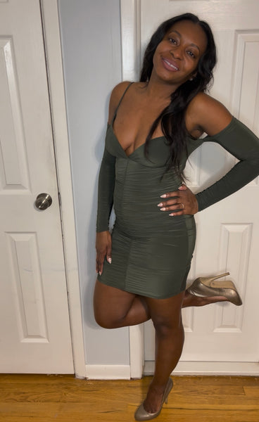 OLIVE ISLE RUCHED MINI DRESS