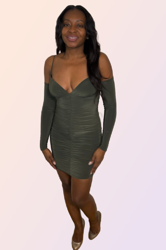 OLIVE ISLE RUCHED MINI DRESS