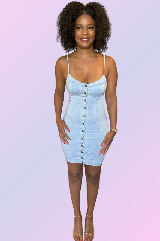 SAVANNAH CHARM DENIM MINI DRESS