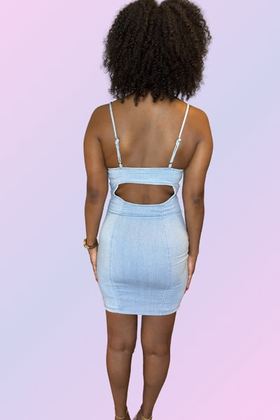 SAVANNAH CHARM DENIM MINI DRESS