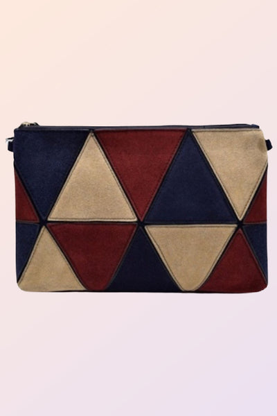 TRIANGLE PARK FAUX SUEDE CLUTCH