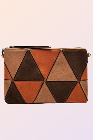 TRIANGLE PARK FAUX SUEDE CLUTCH