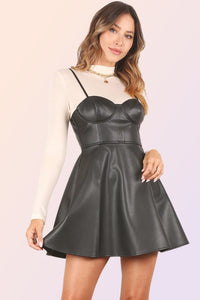 Vegan leather bustier mini dress