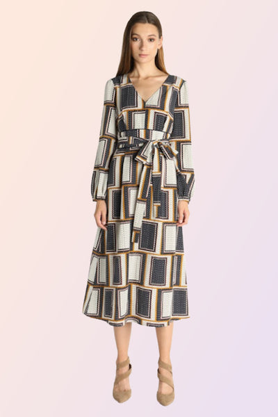 GLAMORGAN GEOMETRIC PRINT MIDI DRESS