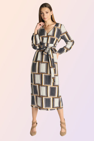 GLAMORGAN GEOMETRIC PRINT MIDI DRESS