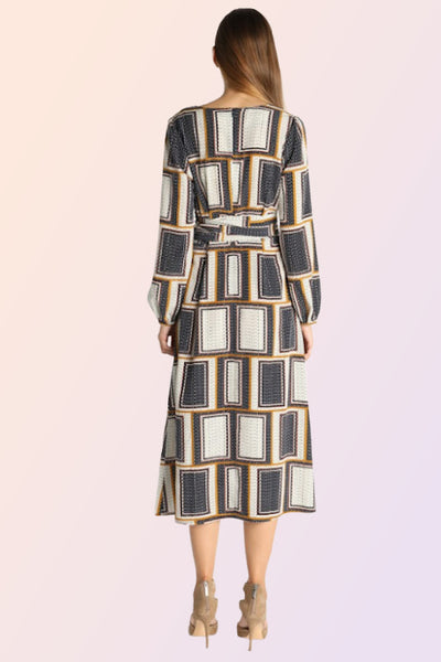 GLAMORGAN GEOMETRIC PRINT MIDI DRESS