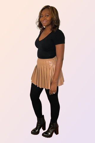 INDIO VEGAN LEATHER PLEATED MINI SKIRT