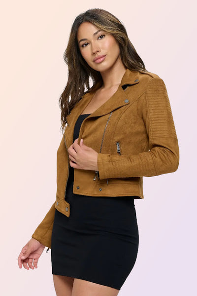 LAKE PUKAKI VEGAN SUEDE MOTO JACKET