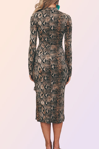 PALMDALE SNAKESKIN PRINT MIDI DRESS