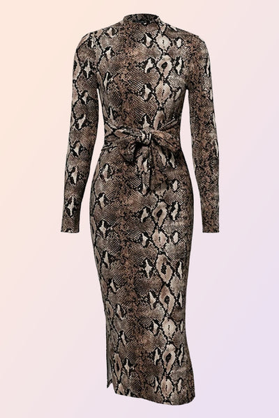 PALMDALE SNAKESKIN PRINT MIDI DRESS