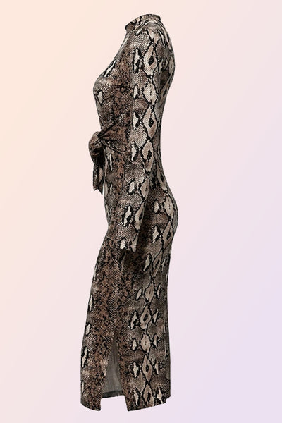 PALMDALE SNAKESKIN PRINT MIDI DRESS