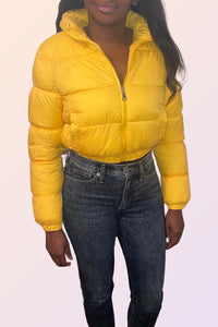 COFFS HARBOR CANARY YELLO CROPPED PUFFER JACKET