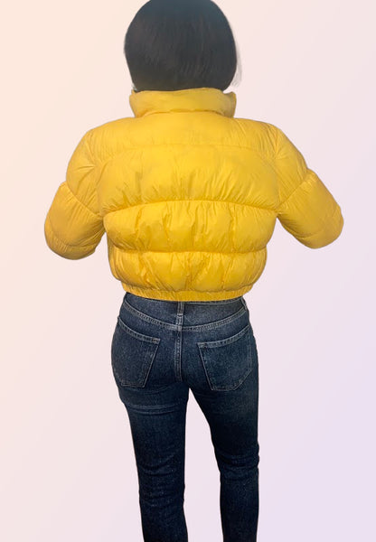 COFFS HARBOR CANARY YELLO CROPPED PUFFER JACKET