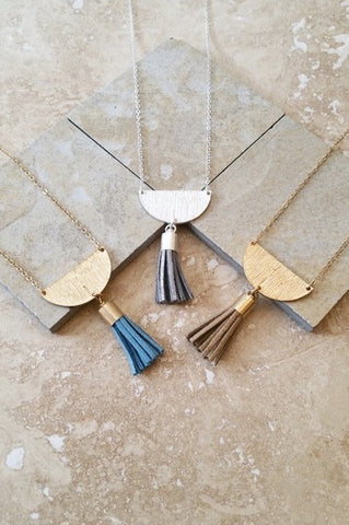 HARTFORD HALF MOON TASSEL NECKLACE